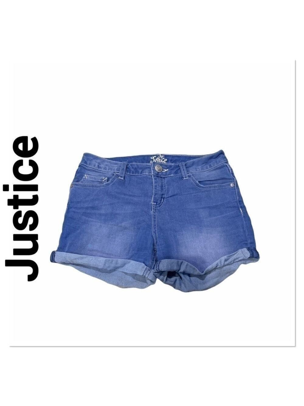 JUSTICE Cuffed Denim Shorts size 14